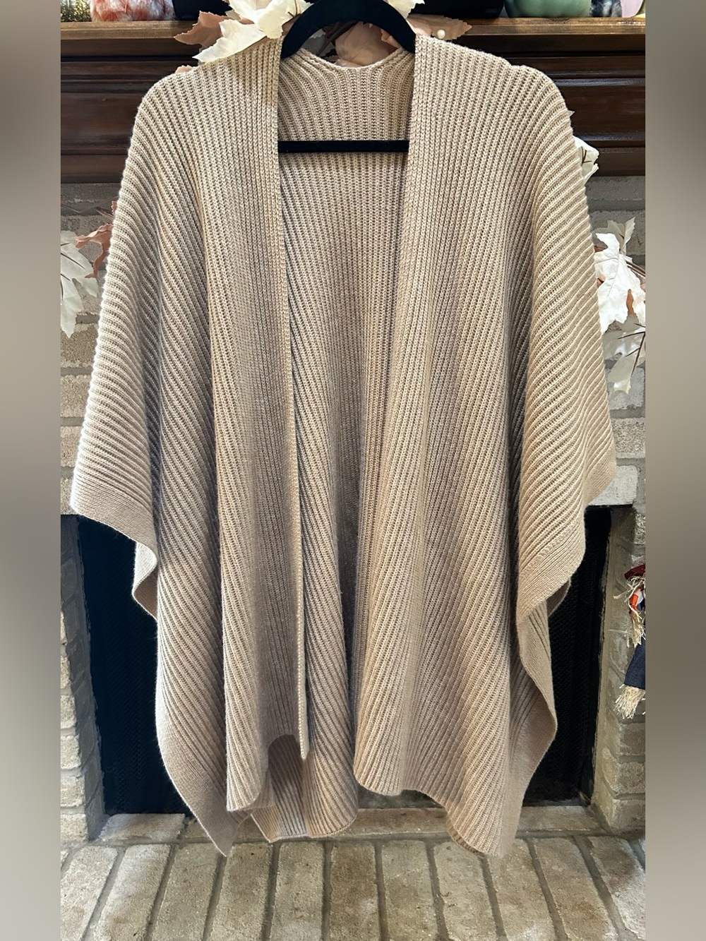 All Saints Taupe Ribbed Open-Front PonchoEUC